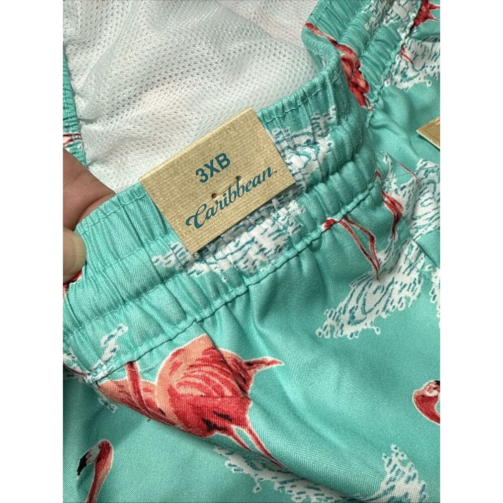 NWT Caribbean Swimwear Swim Shorts Trunks Pink Flamingo Sz 3X B Big Man
